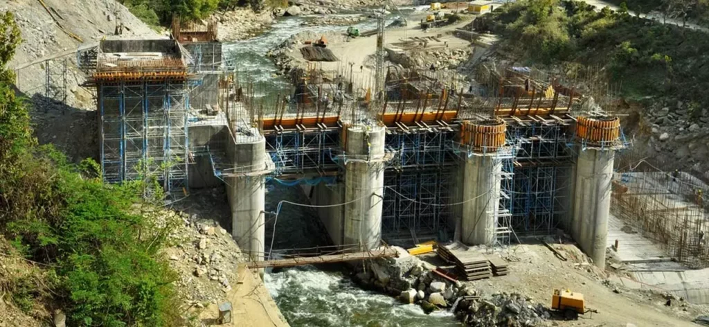 Image of a dam being constructed somewhere in the south of India