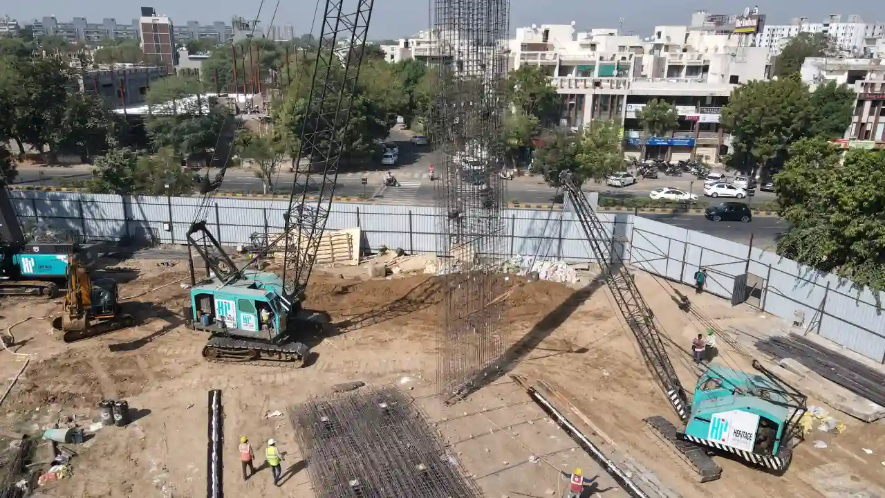 A top-angle image of a diaphragm wall construction site